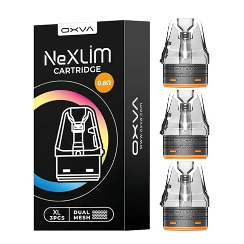 Oxva Nexlim Series Vape Pod (0.8 Ohm - 3 Pack) - Available in 0.6 0.8 & 1.2 Ohm Resistances - 2ml Cartridge Capacity - Dual Mesh Technology No Nicotine