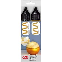 Viva Decor Candle Pen 2 x 0,95 Fl oz -Gold & Glitter Set - Wax Paint for Candles | Candle Wax Pen for Custom Designs | Safe Candle Paint | for Decorating Candles | for Special Occasions | DIY Projects