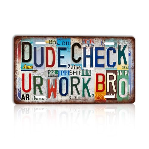 Dude, check ur work, bro Vintage Classroom License plate Wall Decor