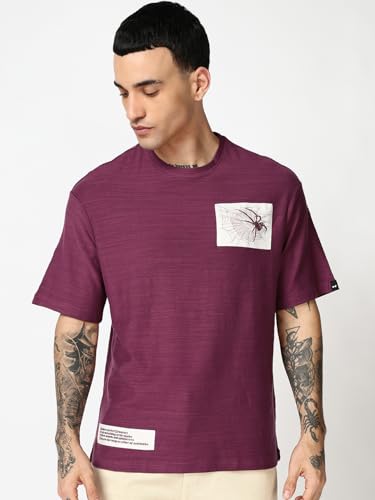 Image of Bewakoof Air 1.0 Men's Graphic Printed Oversized Fit Half Sleeve Round Neck Cotton Slub T-Shirt