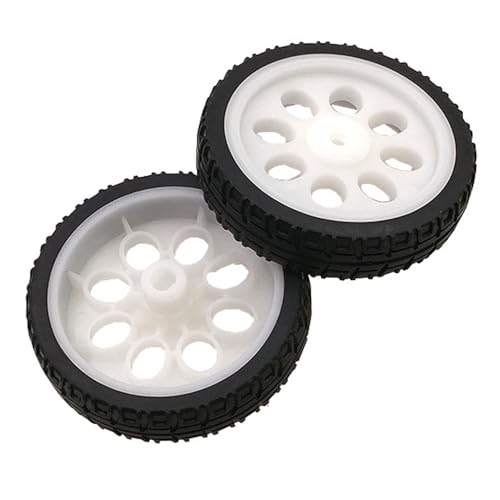 SquEqu 4 Pack TT Motor Wheels with Rubber Tire High Speed Encoder Smart Robot Car Wheel Replacement Spare Parts for Gearbox Motor 200RPM Ratio 1:48 Shaft Motors DIY Robot Smart Car Chassis Kit Arduino