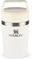 Stanley - Copo de Café Térmico, Caneca de Viagem Café Go com Tampa de Duas Partes Para Beber e Alça de Transporte, Garrafa Térmica de Aço Inoxidável, 236 ml, Cream