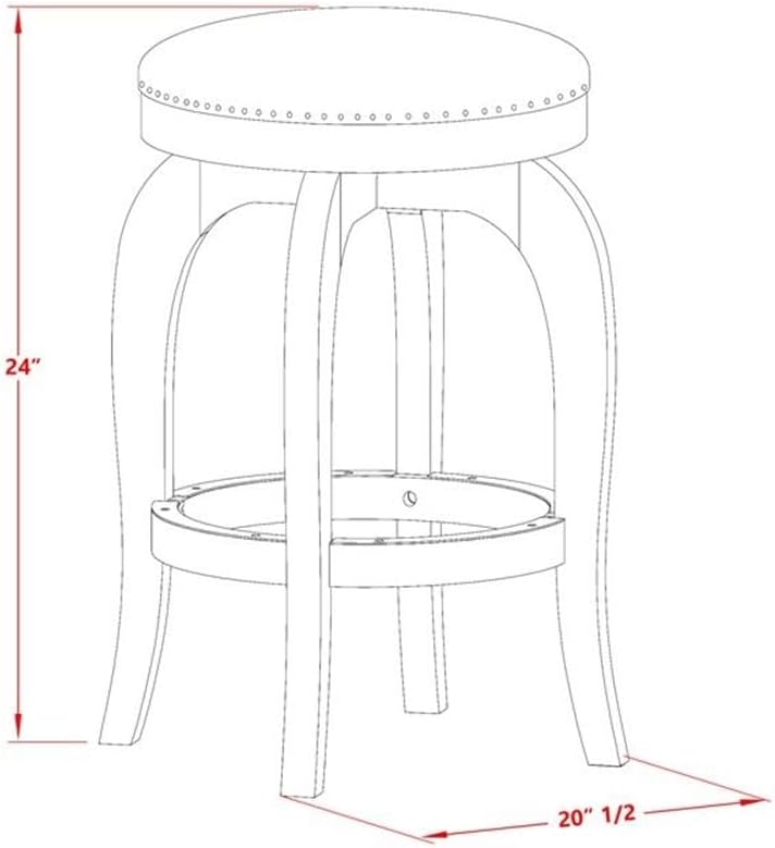 East West Furniture BFS024-416 Bedford Counter Height Stool - Round Shape Vegas Gold PU Leather Upholstered Kitchen Counter Backless Chairs, 24 inch Height, Oak