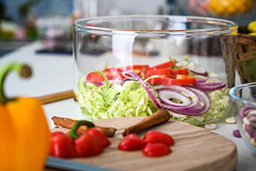 Le'raze Large Glass Salad Bowl - Microwave & Dishwasher Safe - Centerpiece Serving Bowl - Mixing and Serving Dish - Clear Borosilicate Glass Fruit Bowl and Trifle Bowl, 100oz. by Le'raze - Used condition - Image 8