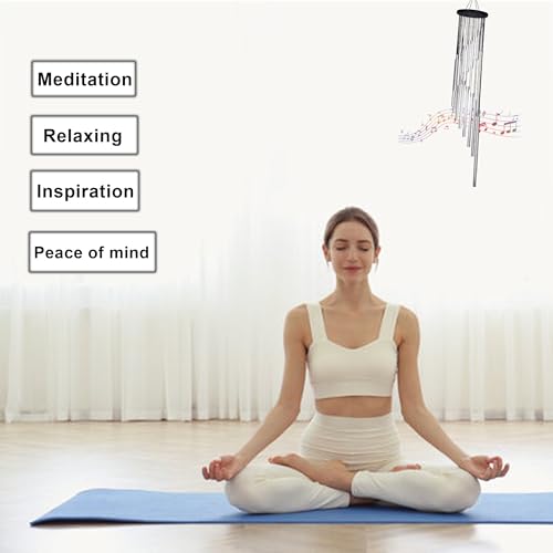 Image of 33.5 inch 18 Pipe Metal Wind Chims for Home Balcony Energy,& Office Positive Energy Meditation and Best Gift for Birthday Anniversary Home Vastu and Return Gift 18 Pipe Black,18 Pipe-Silver