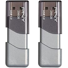 PNY P-FD256X2TBOP-MP 256GB Turbo Attache 3 USB 3.0 Flash Drive,Silver Pack of 2