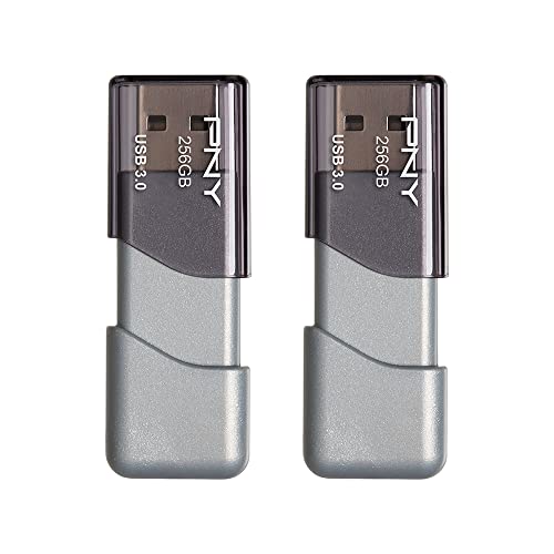 PNY P-FD256X2TBOP-MP 256GB Turbo Attaché 3 USB 3.0 Flash Drive,Silver (Pack of 2) by PNY - Used condition - US$51.03