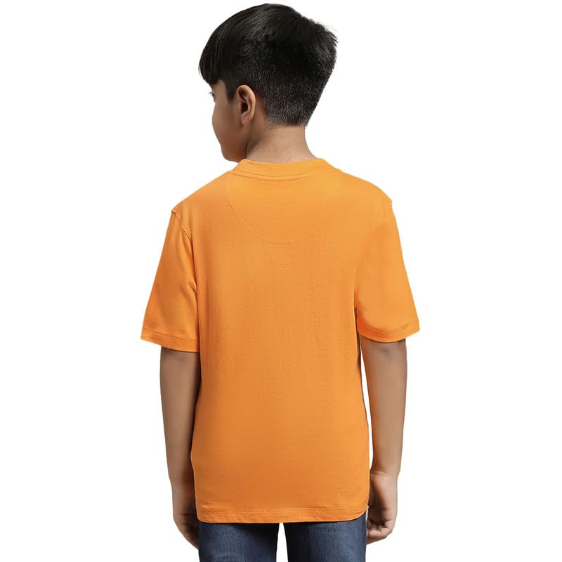 Image of Kidsville Spiderman Printed Regular Fit Orange Cotton Boy's T-Shirt