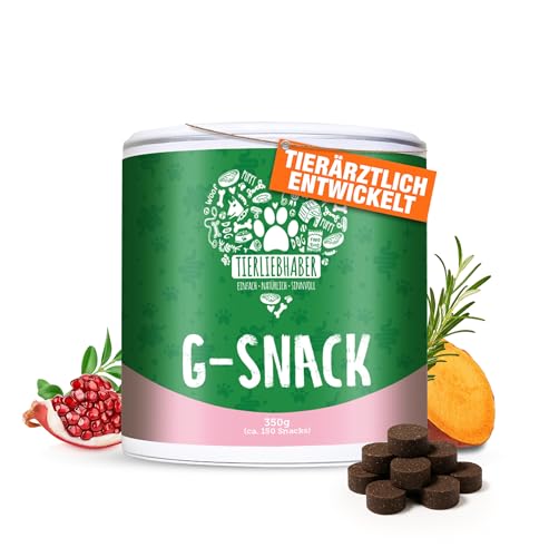 TIERLIEBHABER G-Snack Hundeleckerli – Ergänzung gegen unerwünschte Mitbewohner bei Hunden – Hunde Leckerlis zur Unterstützung bei Hund Darmflora aufbauen – 350g (ca. 115 Drops) Dog Treats