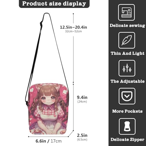 Cute Peach cute Anime Girl messenger bag for men Crossbody Small Bag For Women Women's Purses Adjustable Strap for School Travel3