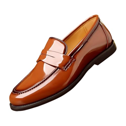 Santimon Men's Patent Leather Penny Loafers Slip-On Formal Business Dress Shoes
