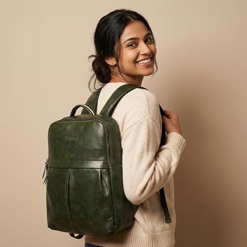 Image of VISMIINTREND Leather Laptop Backpack Bag for Men & Women | Casual, Office, College, Travel, Airport, Weekender Bag | Fits upto 15.6 Inch Laptop, Macbook | Durable | Birthday, Rakhi Gifts