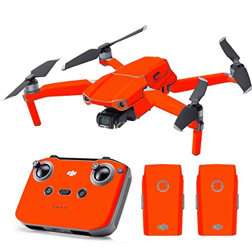SopiGuard Skin for DJI Mavic Air 2 Precision Vinyl Sticker Full Drone Set + Controller + 3 Battery Skins (Neon Orange)