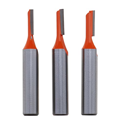 YINETTECH 3PCS 8mm Shank Groove Cutters Set Router Bits Straight Single Flute Bit Carbon Steel Wood Milling Cutter Woodworking Milling Tools Cutting Diameter 3mm/4mm/5mm