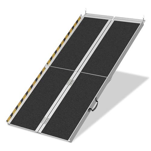 Eikuavons Rampa para silla de ruedas de 152 x 73 cm, soporta hasta 270 kg, con superficie antideslizante, portátil, para silla de ruedas, para casa, escalones, escaleras, apertura de puerta