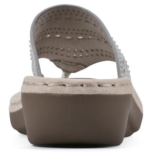 Image of CLIFFS BY WHITE MOUNTAIN Women's Comate Rhinestoned Mini Wedge Flip Flop Sandal