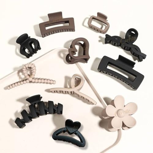 Cerrito Hair Claw Clips for Women Girls – 3 Large and 3 Small Strong Hold Clamps for Thick & Thin Hair, Matte Nonslip Jaw Clips, Neutral Clutures, Everyday Styling, Ponytail Holder, Multicolor Cerrito Hair Claw Clips for Women Girls – 3 Large and 3 Small Strong Hold Clamps for Thick & Thin Hair, Matte Nonslip Jaw Clips, Neutral Clutures, Everyday Styling, Ponytail Holder, Multicolor