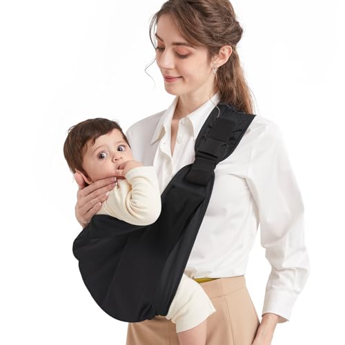 Mumgaroo Fascia Porta Bebe, Marsupio Neonato, Fascia Neonato Multifunzionale On the Go, Marsupio Neonato 0-36 mesi, Tutte le Stagioni, Fino a 15KG, Nero