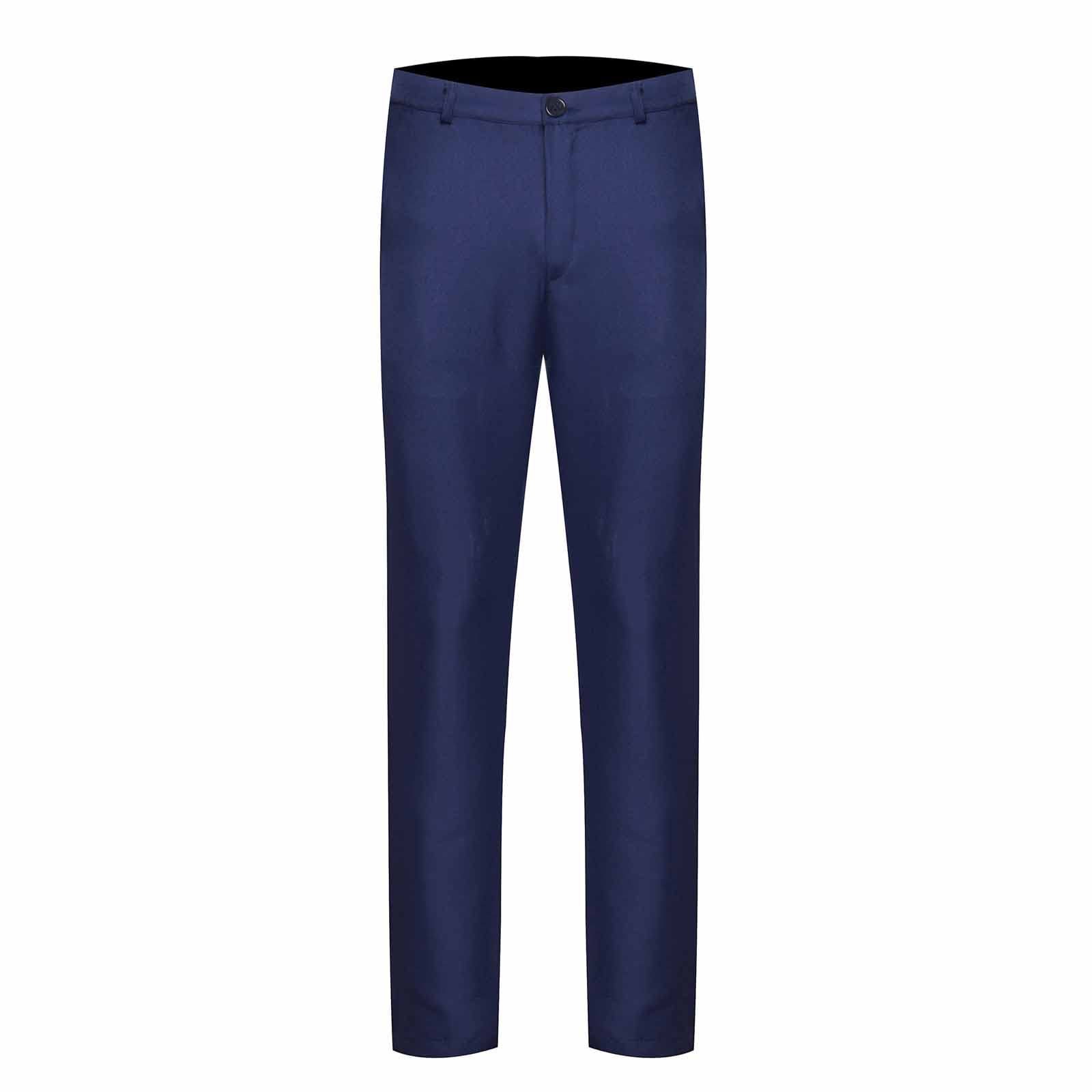Mens Formal Dress Pants Slim Cut Straight Fit Business Suit Pants Plus Size Premium Comfy Wrinkle-Free Solid Slacks