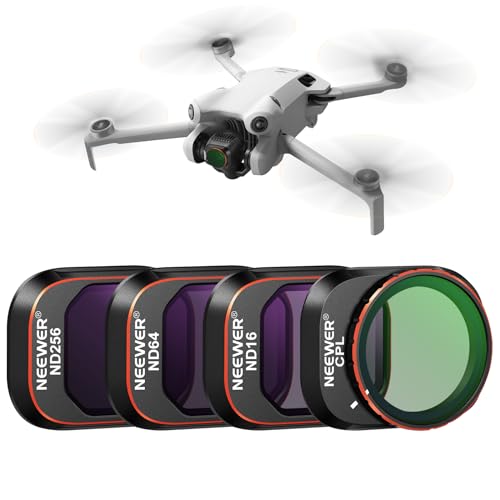 NEEWER ND und CPL Filter Set Kompatibel mit DJI Mini 4 Pro 4 Pack ND16 ND64 ND256 CPL Polarizer und Neutraldichtefilter Drohnenobjektiv Zubehör Multi Coated HD Optisches Glas/Aluminium Rahmen