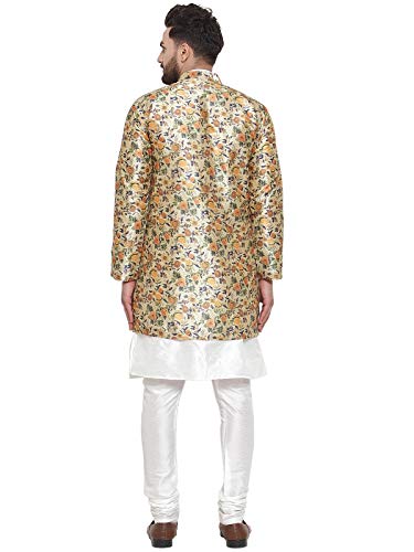 Image of ABH LIFESTYLE Men's Dupion Silk Kurta Pyjama & Ethnic Jacket Set