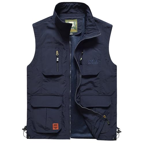 Mens Lightweight Cargo Vest Multi Pocket Outdoor Hiking Fishing Camping2