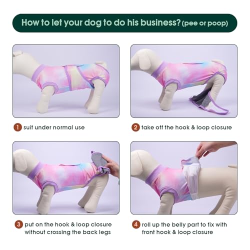 Kuoser Recovery Suit for Dogs, Adjustable Female Spay Dog Surgery Suit, Pet Surgical Shirt Male Neuter Anti Licking Abdominal Wounds Puppy Onesie Bodysuit, Alternative to Doggie Cone After Surgery