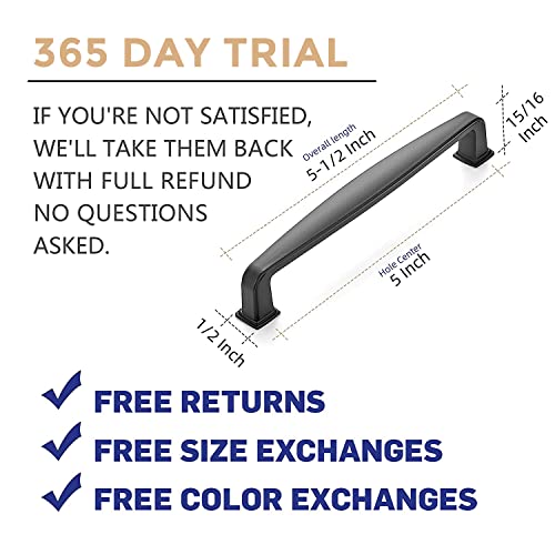 Image of Ravinte 30 Pack Solid 5 Inch Cabinet Handles Matte Black Pulls for Kitchen Drawers and Cabinets - Hardware for Cupboards