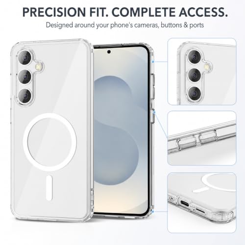 Image of MAGA Back Case Cover for Samsung Galaxy S25 5G, Crystal Clear Magnetic Case Compatible with MagSafe, Hybrid Hard PC Back & Soft TPU Bumper, Shockproof Protective Cover - Clear