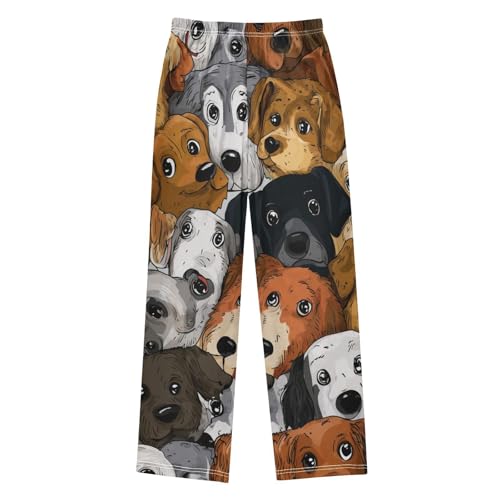 ZZXXB Lovely Puppy Dogs Print Boys Long Pants Soft Trousers Elastic Waist Kids Lounge Bottoms with Pockets S-XL2