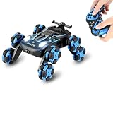 MOMONOVA 8WD RC Stunt Car with Mist Spray - 8 Wheel Remote Control Car for Boys 8-12, Off-Road Stunt Vehicle with Lights & Music, 360° Flip Toy with 2 Rechargeable Batteries, Birthday Gift for Kids