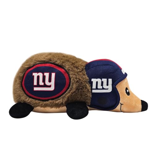 NFL New York Giants Plush Hedgehog Toy for Dogs & Cats Cool Soft Pet Toy for Fun and Interactive Play Dog Chew Toy with Squeaker Licensed Hot Pet Toy
