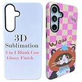 JUSTRY 5PCS 3D 2 in 1 Sublimation Film Phone Case for Samsung S23 FE, Blank 3D Coated DIY Customizable Film Cases, Easy to Sublimate Bulk Covers Support Wireless Charging Glossy