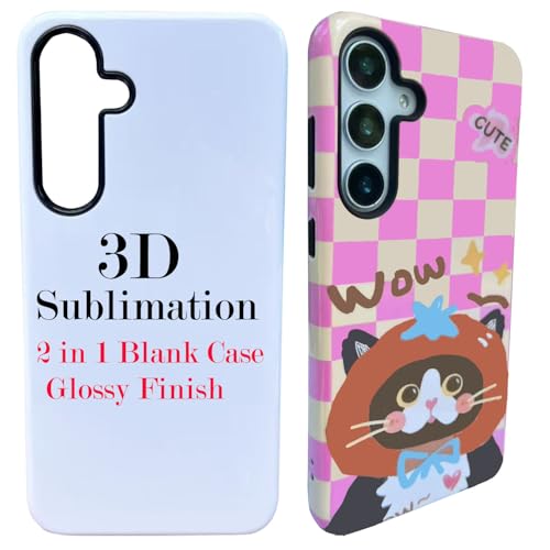 JUSTRY 5PCS 3D 2 in 1 Sublimation Film Phone Case for Samsung S23 FE, Blank 3D Coated DIY Customizable Film Cases, Easy to Sublimate Bulk Covers Support Wireless Charging Glossy
