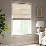 Madison Park Galen Matte Linen Cordless Roman Shades - Fabric Privacy Single Panel Darkening, Energy Efficient, Thermal Insulated Window Blind Treatment, for Home, Living Room Decor, 35' W x 64' H