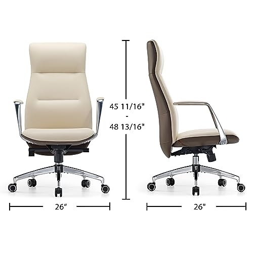Image of EUREKA ERGONOMIC Executive Office Chair, Silicone Leather Office Chair High Back, Ergonomic Desk Chair, Big and Tall with Adjustable Swivel Rolling for Home Office, Off-White