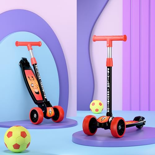 Image of 3 Wheel Kick Scooter for Kids of Age 3-8 Years, All PU 3 Wheel 3 Level Height Adjustment, Light Weight 50kgs Weight Capacity for Kids (RED)