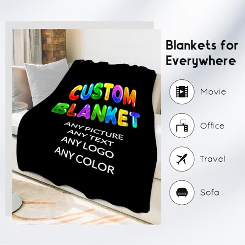 Personalized Blanket with Photo - Custom Gift for Kids - Picture Blanket with Name, Soft Flannel Throw for Couch, Bed