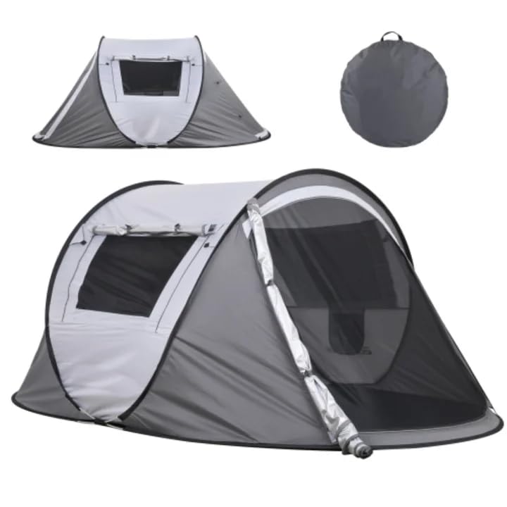 Carpa pop up para camping 2 personas color blanco y gris miniatura 1