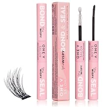 One V Salon Miss Wispy Lash Bond & Seal, 2-in-1 Super-Strong Bond & Seal Lash Glue Tube 0.13 Fl Oz + 0.13 Fl Oz Waterproof & Non-Clumpy, Longer Retention of False Cluster Extensions, Hypoallergenic