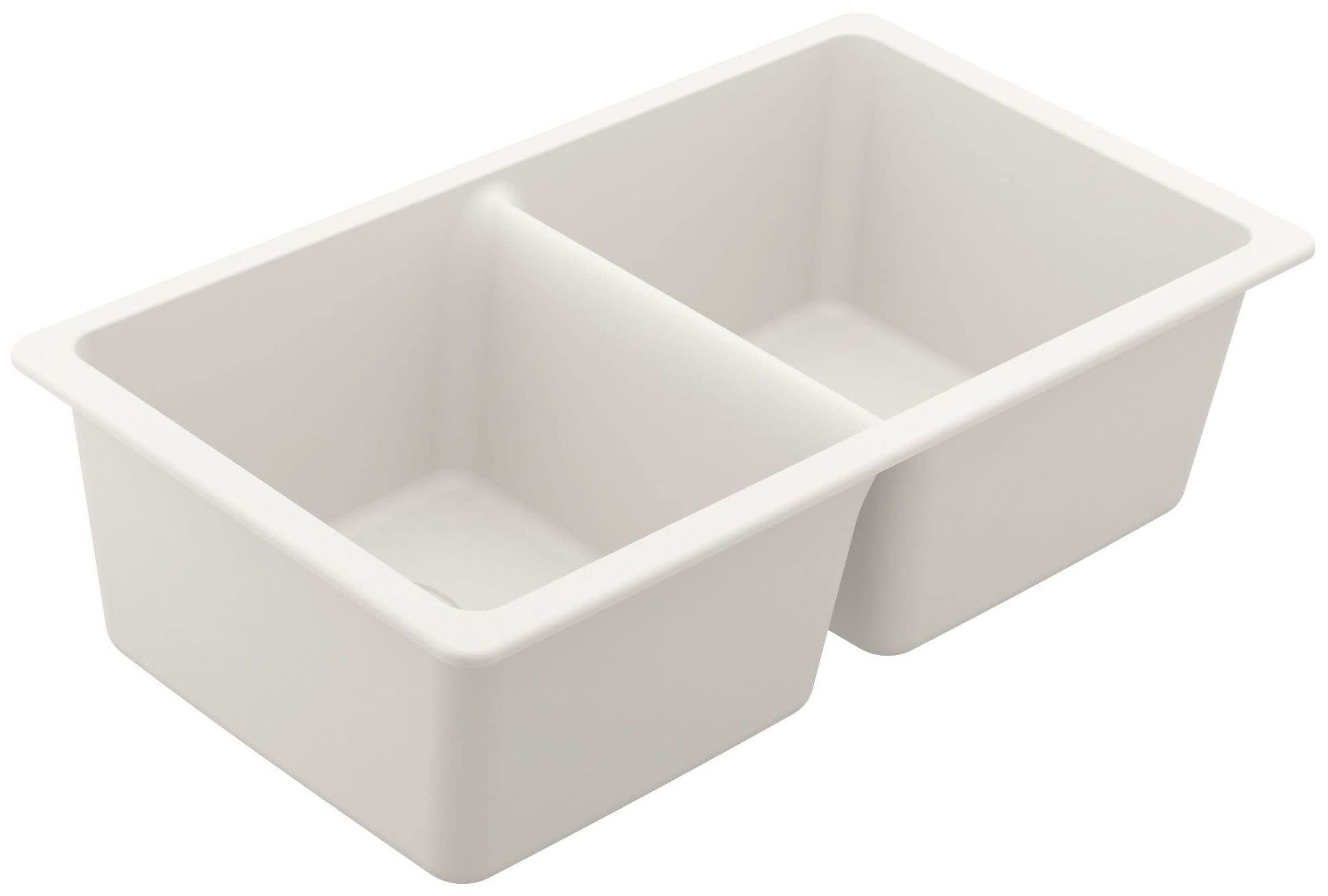 Moen Host White Granite 33-Inch Wide x 9.5-Inch Deep Undermount Double Bowl Kitchen Sink, GGW4012B