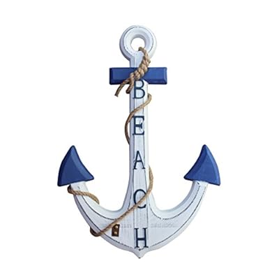 Royal Brands Wooden Nautical Beach Anchor Wall Hanging Ornament Plaque - Coastal Decor (24" x 17.5") 41IQkVQHjJL. SS400