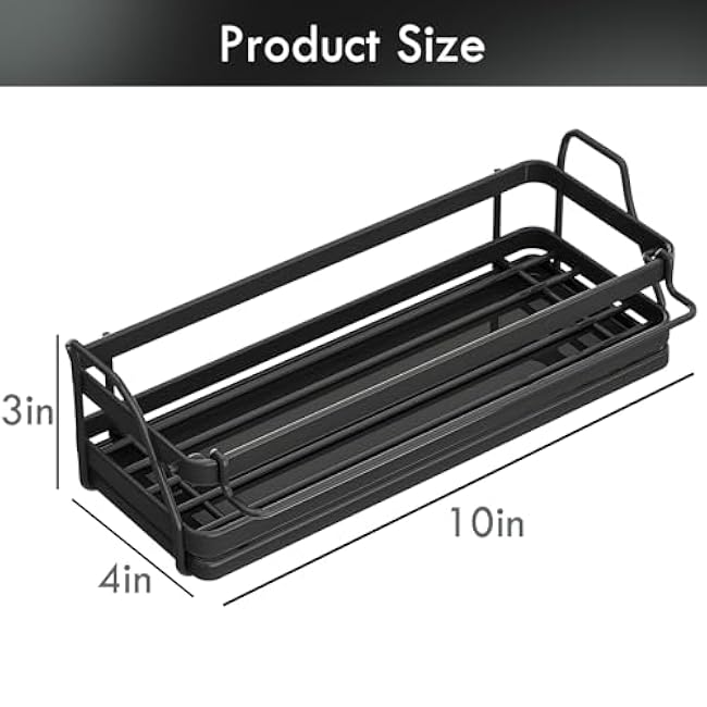 LBTING Sponge Holder for Kitchen Sink, Wall Mounted Sink Caddy with Self-Draining Drain Tray, Stainless Steel Kitchen Sink Caddy for Organizing Sponge, Brush, Soap Dish Dispenser ¨C Black