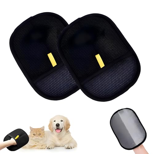 Fell Magnet Handschuh Fellhandschuhe Fingerlos Katze Katzen/Hunde Handschuhe Fellpflege Wiederverwendbare Fell Magnet Handschuhe Für Glattes und Gesundes Fell Für Kleidung Sofas (Yellow 2 Stück)
