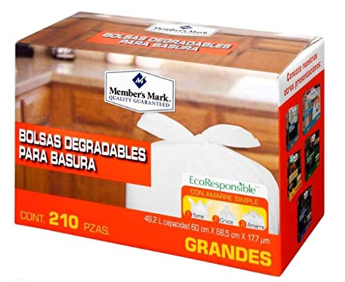 La Mejor Recopilación de Bolsas de basura Top 10. 34 Member´s Mark - Bolsas degradables para basura 210 pzas grandes Member´s Mark