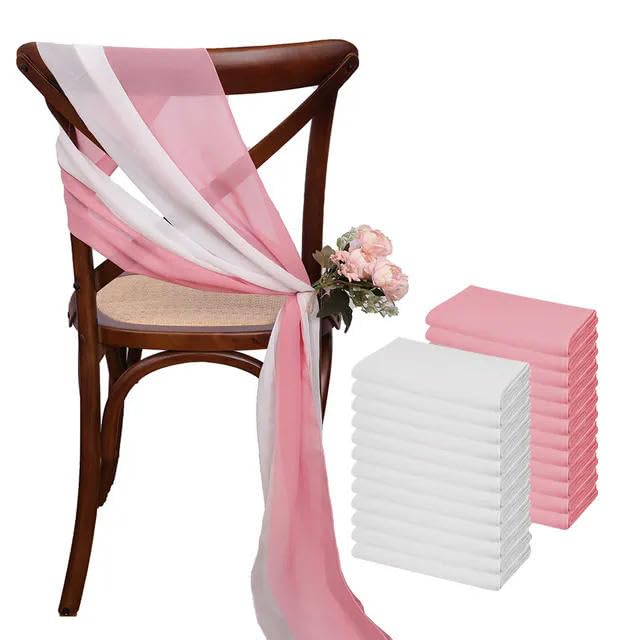 Generisch 50 STÜCKE (25er-Set) 30 * 275 cm Lila Chiffon-Stuhlschärpen für Hochzeitsdekorationen Chiffon Vertikale Stuhlvorhänge Blauer Tüll-Stuhlbezug