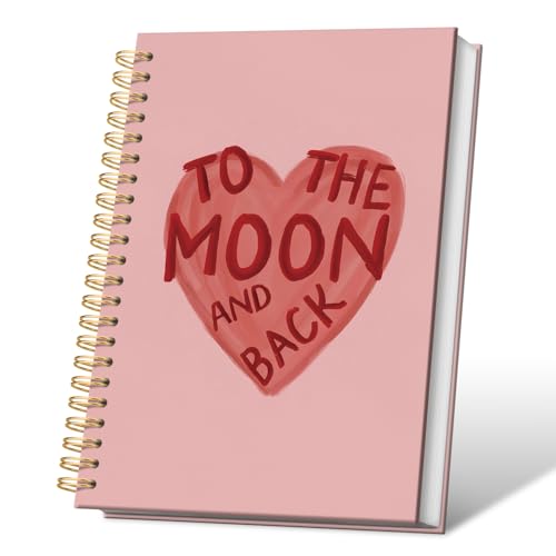 VONTP Love Spiral Notebook Journal I Love You to The Moon and Back Wedding Day Gift Boyfriend Gifts for Bride Groom Couple Husband Wife Girlfriend Boyfriend 5.5x8.3 Inch