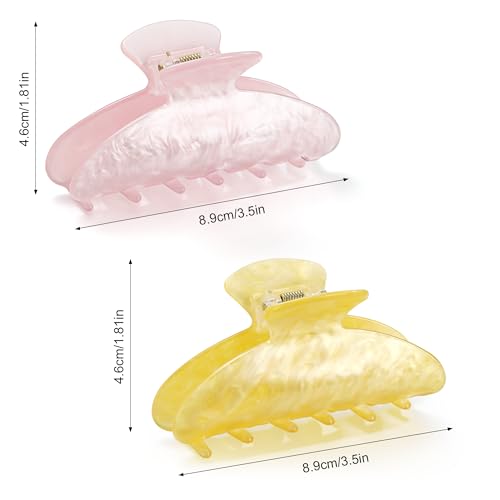 Image of CWJCYTNSN 2 PCS Hair Claw Clips for Women Non-slip Hair Clips Strong Hold Large Hair Claw Clip for Thick Thin Hair Pink Elegant Hair Accessory for Girls