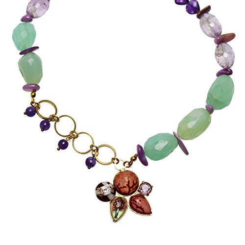 TAMARUSAN Choker Blood Red Coral Amethyst Shell Pink Gold Necklace Coral Purple Blue Pink Handmade