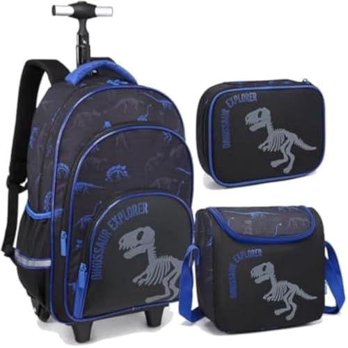 Mochila de Rodinhas Dino - Azul